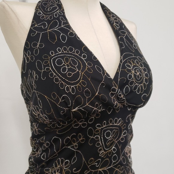 HeartSoul Womens Y2K Whimsigoth Babydoll Halter Top Size M Embroidered Mesh - Picture 2 of 10